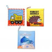 3 Kitap Tox İngilizce  Deniz Canlıları , Orman Hayvanları ve İş Makinaları Kumaş Sessiz Kitap E118 E122 E127 - Bez Kitap , Eğitici Oyuncak , Yumuşak ve Hışırtılı - 1