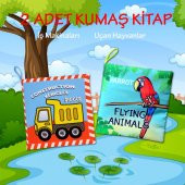 2 Kitap Tox İngilizce İş Makinaları ve Uçan Hayvanlar Kumaş Sessiz Kitap E118 E133 - Bez Kitap , Eğitici Oyuncak , Yumuşak ve Hışırtılı - 2