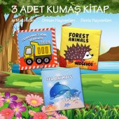 3 Kitap Tox İngilizce  Deniz Canlıları , Orman Hayvanları ve İş Makinaları Kumaş Sessiz Kitap E118 E122 E127 - Bez Kitap , Eğitici Oyuncak , Yumuşak ve Hışırtılı - 2