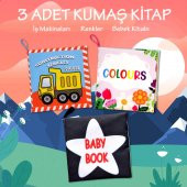 3 Kitap Tox İngilizce Renkler , İş Makinaları ve Siyah Beyaz Bebek Kumaş Sessiz Kitap E118 E129 E136 - Bez Kitap , Eğitici Oyuncak , Yumuşak ve Hışırtılı - 2
