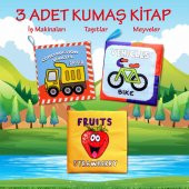3 Kitap Tox İngilizce Taşıtlar , Meyveler ve İş Makinaları Kumaş Sessiz Kitap E118 E126 E132 - Bez Kitap , Eğitici Oyuncak , Yumuşak ve Hışırtılı - 2