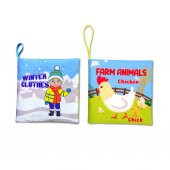 2 Kitap Tox İngilizce Kışlık Giysiler ve Çiftlik Hayvanları Kumaş Sessiz Kitap E124 E119 - Bez Kitap , Eğitici Oyuncak , Yumuşak ve Hışırtılı - 1