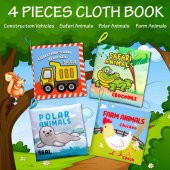 4 Kitap Tox İngilizce İş Makinaları, Çiftlik, Orman ve Kutup Hayvanları Kumaş Sessiz Kitap E118 E119 E125 E130 - Bez Kitap , Eğitici Oyuncak , Yumuşak ve Hışırtılı - 7