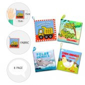 4 Kitap Tox İngilizce İş Makinaları, Çiftlik, Orman ve Kutup Hayvanları Kumaş Sessiz Kitap E118 E119 E125 E130 - Bez Kitap , Eğitici Oyuncak , Yumuşak ve Hışırtılı - 9