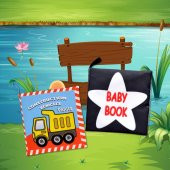 2 Kitap Tox İngilizce İş Makinaları ve Siyah - Beyaz Bebek Kumaş Sessiz Kitap E118 E136 - Bez Kitap , Eğitici Oyuncak , Yumuşak ve Hışırtılı - 10