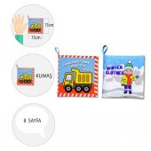 2 Kitap Tox İngilizce Kışlık Giysiler ve İş Makinaları Kumaş Sessiz Kitap E124 E132 - Bez Kitap , Eğitici Oyuncak , Yumuşak ve Hışırtılı - 4