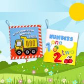 2 Kitap Tox İngilizce İş Makinaları ve Rakamlar Kumaş Sessiz Kitap E118 E128 - Bez Kitap , Eğitici Oyuncak , Yumuşak ve Hışırtılı - 10