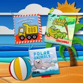 3 Kitap Tox İngilizce İş Makinaları , Safari ve Kutup Hayvanları Kumaş Sessiz Kitap E118 E125 E130 - Bez Kitap , Eğitici Oyuncak , Yumuşak ve Hışırtılı - 10