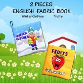 2 Kitap Tox İngilizce Kışlık Giysiler ve Meyveler Kumaş Sessiz Kitap E124 E126 - Bez Kitap , Eğitici Oyuncak , Yumuşak ve Hışırtılı - 7