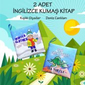 2 Kitap Tox İngilizce Kışlık Giysiler ve Deniz Canlıları Kumaş Sessiz Kitap E124 E122 - Bez Kitap , Eğitici Oyuncak , Yumuşak ve Hışırtılı - 2