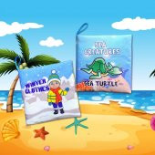 2 Kitap Tox İngilizce Kışlık Giysiler ve Deniz Canlıları Kumaş Sessiz Kitap E124 E122 - Bez Kitap , Eğitici Oyuncak , Yumuşak ve Hışırtılı - 5