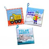 3 Kitap Tox İngilizce İş Makinaları , Kışlık Giysiler ve Kutup Hayvanları Kumaş Sessiz Kitap E118 E124 E125 - Bez Kitap , Eğitici Oyuncak , Yumuşak ve Hışırtılı - 1