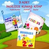3 Kitap Tox İngilizce Kışlık Giysiler , Renkler ve Rakamlar Kumaş Sessiz Kitap E124 E129 E128  - Bez Kitap , Eğitici Oyuncak , Yumuşak ve Hışırtılı - 2