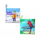 2 Kitap Tox İngilizce Kışlık Giysiler ve Uçan Hayvanlar Kumaş Sessiz Kitap E124 E133 - Bez Kitap , Eğitici Oyuncak , Yumuşak ve Hışırtılı - 6
