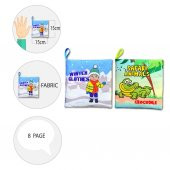 2 Kitap Tox İngilizce Kışlık Giysiler ve Safari Hayvanları Kumaş Sessiz Kitap E124 E130 - Bez Kitap , Eğitici Oyuncak , Yumuşak ve Hışırtılı - 9