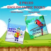 2 Kitap Tox İngilizce Kışlık Giysiler ve Uçan Hayvanlar Kumaş Sessiz Kitap E124 E133 - Bez Kitap , Eğitici Oyuncak , Yumuşak ve Hışırtılı - 7