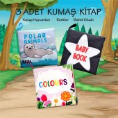 3 Kitap Tox İngilizce Kutup Hayvanları , Renkler ve Siyah Beyaz Bebek Kumaş Sessiz Kitap E125 E129 E136 - Bez Kitap , Eğitici Oyuncak , Yumuşak ve Hışırtılı - 2