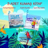 3 Kitap Tox İngilizce Kutup Hayvanları , Uçan Hayvanlar ve Kışlık Giysiler Kumaş Sessiz Kitap E124 E125 E133 - Bez Kitap , Eğitici Oyuncak , Yumuşak ve Hışırtılı - 2