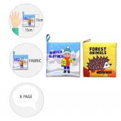 2 Kitap Tox İngilizce Kışlık Giysiler ve Orman Hayvanları Kumaş Sessiz Kitap E124 E127 - Bez Kitap , Eğitici Oyuncak , Yumuşak ve Hışırtılı - 9