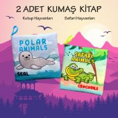 2 Kitap Tox İngilizce Kutup Hayvanları ve Safari Hayvanları Kumaş Sessiz Kitap E125 E130 - Bez Kitap , Eğitici Oyuncak , Yumuşak ve Hışırtılı thumbnail 2