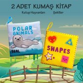 2 Kitap Tox İngilizce Kutup Hayvanları ve Şekiller Kumaş Sessiz Kitap E125 E131 - Bez Kitap , Eğitici Oyuncak , Yumuşak ve Hışırtılı thumbnail 2