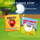 2 Kitap Tox İngilizce Meyveler ve Çiftlik Hayvanları Kumaş Sessiz Kitap E126 E119 - Bez Kitap , Eğitici Oyuncak , Yumuşak ve Hışırtılı - 2