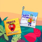 2 Kitap Tox İngilizce Meyveler ve Kışlık Giysiler Kumaş Sessiz Kitap E126 E124 - Bez Kitap , Eğitici Oyuncak , Yumuşak ve Hışırtılı - 5
