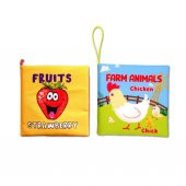 2 Kitap Tox İngilizce Meyveler ve Çiftlik Hayvanları Kumaş Sessiz Kitap E126 E119 - Bez Kitap , Eğitici Oyuncak , Yumuşak ve Hışırtılı - 6