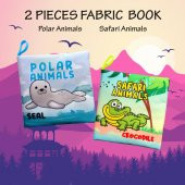 2 Kitap Tox İngilizce Kutup Hayvanları ve Safari Hayvanları Kumaş Sessiz Kitap E125 E130 - Bez Kitap , Eğitici Oyuncak , Yumuşak ve Hışırtılı thumbnail 7