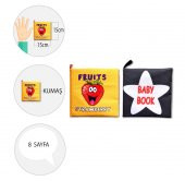 2 Kitap Tox İngilizce Meyveler ve Siyah - Beyaz Bebek Kumaş Sessiz Kitap E126 E136 - Bez Kitap , Eğitici Oyuncak , Yumuşak ve Hışırtılı - 4