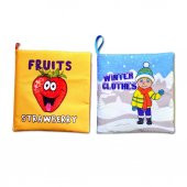 2 Kitap Tox İngilizce Meyveler ve Kışlık Giysiler Kumaş Sessiz Kitap E126 E124 - Bez Kitap , Eğitici Oyuncak , Yumuşak ve Hışırtılı - 6