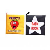 2 Kitap Tox İngilizce Meyveler ve Siyah - Beyaz Bebek Kumaş Sessiz Kitap E126 E136 - Bez Kitap , Eğitici Oyuncak , Yumuşak ve Hışırtılı - 1