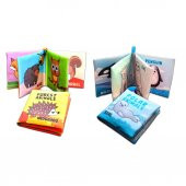 2 Kitap Tox İngilizce Orman Hayvanları ve Kutup Hayvanları Kumaş Sessiz Kitap E127 E125 - Bez Kitap , Eğitici Oyuncak , Yumuşak ve Hışırtılı - 3