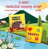 2 Kitap Tox İngilizce Orman Hayvanları ve Şekiller Kumaş Sessiz Kitap E127 E131 - Bez Kitap , Eğitici Oyuncak , Yumuşak ve Hışırtılı - 2