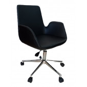 Sekreter Sandalyesi Döküm Süngerli Siyah Suni Deri thumbnail 1