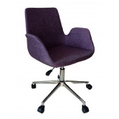 Sekreter Sandalyesi Döküm Süngerli Mor Keten Kumaş - 1