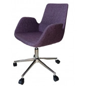 Sekreter Sandalyesi Döküm Süngerli Mor Keten Kumaş - 4