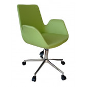 Sekreter Sandalyesi Döküm Süngerli Yeşil Renk Suni Deri - 1