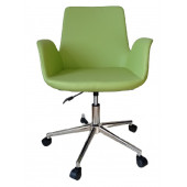 Sekreter Sandalyesi Döküm Süngerli Yeşil Renk Suni Deri - 2