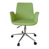 Sekreter Sandalyesi Döküm Süngerli Yeşil Renk Suni Deri - 3