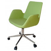 Sekreter Sandalyesi Döküm Süngerli Yeşil Renk Suni Deri - 5