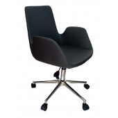 Sekreter Sandalyesi Döküm Süngerli Antrasit Suni Deri thumbnail 1