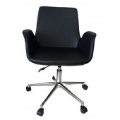 Sekreter Sandalyesi Döküm Süngerli Antrasit Suni Deri thumbnail 4