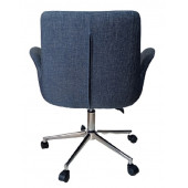 Sekreter Sandalyesi Döküm Süngerli Lacivert Keten Kumaş thumbnail 3