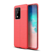 Samsung Galaxy S20 Ultra Deri Görünümlü Silikon Kırmızı - 1
