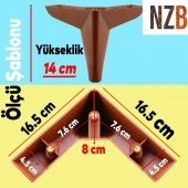 Lüks Mobilya Kanepe Sehpa Puf Koltuk Ayağı 14 cm Kahverengi Ahşap Desenli Baza Ayak thumbnail 3