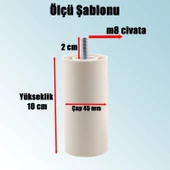 Mobilya Kanepe Koltuk Baza Yükseltme Yükseltici M8 Civatalı Incediş Destek Ayağı Ayakları Beyaz 10cm - 2