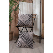 Tabu Home Etnik Örme Kahverengi Tekli Kırlent Kılıfı 43x43 - 1