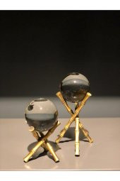 Crearthome 2 li Dekoratif Bambulu Kristal Küre Gold SMT-1-A-SZR - 2