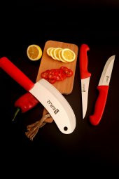 SürLaz Red Pratik Mutfak Bıçak Seti Salata Bıçağı Et Bıçağı Meyve Bıçağı 3Lü - 1